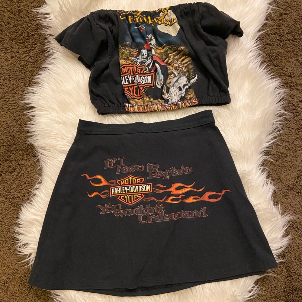 Vintage & Upcycled Harley Davidson Two Piece Set